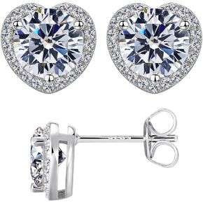 WES Moissanite Stud Earrings Screw Back,D Color VVS1 Clarity Lab Created Moissanite S925 Sterling Silver, 4-Prong,Earrings for Women Men Anniversary Birthday Gifts Christmas Gifts 2 Carats/Pair