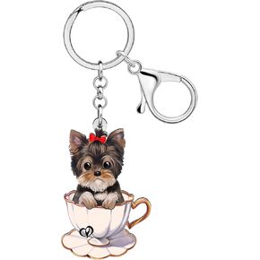 NEWEI Acrylic Yorkie Keychain Gifts Cute Yorkshire Terrier Key Chain for Women Girls Dog Lovers Bag Wallet Charms