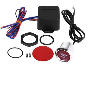 Qiilu Keyless Ignition Kit, Universal 12V Car Vehicle Engine Start Push Button Switch Ignition Starter Remote Start Passive keyless Entry Kits(Red)