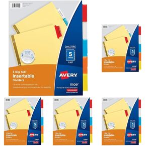Avery Big Tab Insertable Dividers, 5-Tab Set (11109)