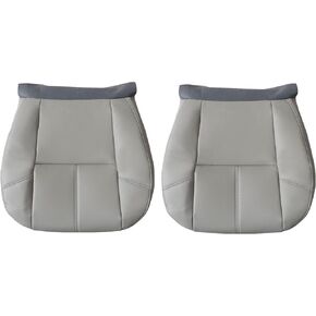 Driver and Passenger Bottom Leather Seat Covers Gray Compatible with Chevy Tahoe Suburban Avalanche Silverado GMC Yukon Sierra 2007 2008 2009 2010 2012 2013 2014