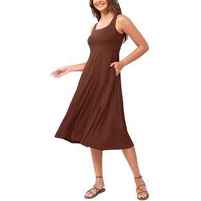 ODODOS Square Neck Midi Dress with Pockets for Women Summer Casual Sleeveless Sundress Flare Tank Dress in Kuwait
