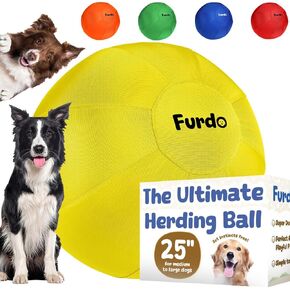Herding Ball for Dogs, for Australian Shepherd, for Cattle Dogs, for Border Collie, for Blue Heelers & Other Medium to Large Dogs, Herding Dog Ball, Herding Dog Toys, Horse Ball - 25" Yellow