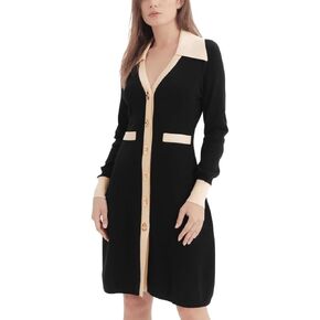 Women's Sweater Dresses for Women 2025 V Neck Knit Long Sleeve Bodycon Button Down Elegant Dress Spring Fall