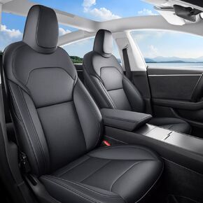 2024 Tesla Model 3 Highland أغطية مقاعد السيارة المطورة من جلد نابا للمقعد الداخلي للسيارة ووسادة هوائية متوافقة مع مجموعة كاملة من أغطية مقاعد السيارة المخصصة 2024 موديل 3، Nappa Pink