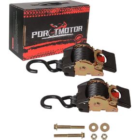 2 Pack Bolt-On Retractable Ratchet Straps (2" x9'), 3000LBS Break Strength Ratchet Tie Down Straps Heavy Duty Auto Retracting Ratchet Straps for Motorcycle, Trailers, Boats, ATVs, UTVs