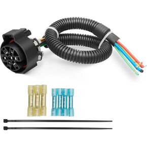 Oyviny Replacement USCAR 7 Pin Trailer Wiring Harness OEM Style for Ford/GM/Chevy/Dodge Ram F150 Trailer Plug Pigtail 12-16 AWG Pure Copper with Flex Rust-Free Tubing Multi-Tow USCAR Socket 16 Inches