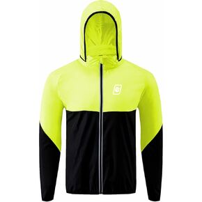 Cycling Rain Jacket Mens Lightweight Running Windbreaker Hooded Waterproof Hiking Travel Rain Coats Reflective