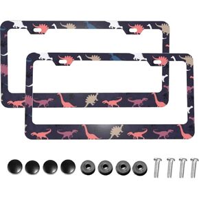 Dujiea 2 Pieces Flag of Dominican Republic Aluminum Metal License Plate Frame with Screw Caps, 2 Holes License Plate Frame Car Tag Cover Holder for Us Standard Vehicles