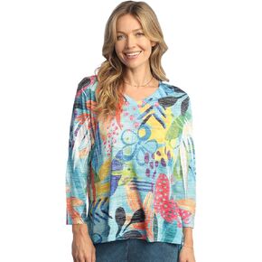 Jess & Jane Women's La Palma Burnout High Low Tunic Top