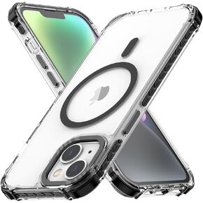 Nvollnoe for iPhone 13/14 Case Compatible with MagSafe,Military Grade Shockproof Heavy Duty Protective Adjustable Kickstand Ultra Clear Magnetic Phone Case for iPhone 13/14(Black)