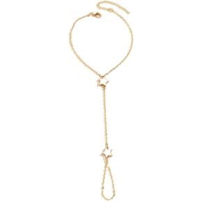 Star Hand Chain Bracelet for Women Gold Star Finger Ring Bracelet Simple Retro Hand Bracelet Wedding Party Hand Chain Hand Harness Adjustable Chain Set Trendy Hand Jewelry