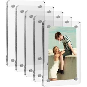 10pcs Acrylic Magnetic Picture Frames for Refrigerator, Double Sided Fridge Magnetic Frame Clear Display Frameless Home Decor, Fridge Photo Frame for Fujifilm Instax Mini, 2.36 x 3.54 Inch