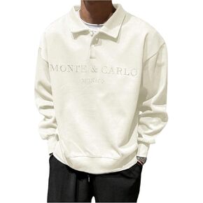 SOLY HUX Men's Collared Sweatshirts Long Sleeve Half Placket Casual Pullover Tops