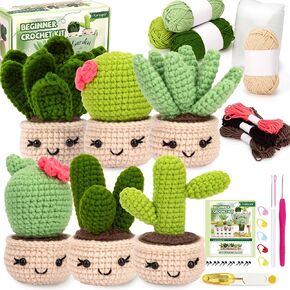 Karsspor Crochet Kit for Beginners - 4 PCS Hanging Potted Plants, Beginner Crochet Kit for Adults with Easy to Follow Tutorials (Patent Product)