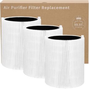 3 Pack 311 Auto Replacement Filter, Compatible with Blueair Blue Pure 311 Auto Air Purifier, 3 in 1 Fil-tration Systems, H13 True HEPA Filter, Activated Carbon Filter and Soft Cotton Pre-filter.