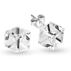 AeraVida Clear Crystal Prism Cube .925 Sterling Silver Stud Earrings | Crystal Earrings for Women | Crystal Cube Stud Earrings | Prism Earrings | Sterling Silver Stud Earrings
