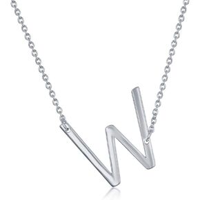 Sterling Silver Sideways Initial Necklace - Initial Necklaces for Women - Letter Necklace for Women - Initial Necklace - Letter Necklace - Initial Necklaces for Women Silver - Necklace Initials