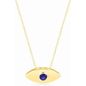 GELIN 14k Solid Gold Evil Eye with Diamond Sapphire Necklace for Women