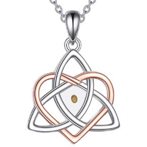 TIGER RIDER Mustard Seed 925 Sterling Silver Necklace Celtic Heart Shaped Love Knot Pendant Jewelry Gift for Women Men