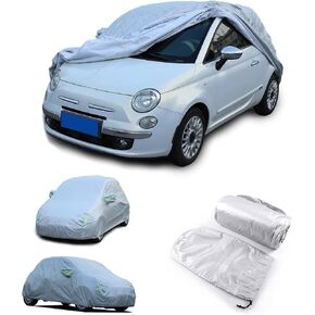 for Fiat 500 2010-2024 Abarth 595 2014-2024 Custom-Fit All Weather Waterproof Automobiles Indoor Outdoor Snow Rain Dust Hail Protection Full Auto Vehicle Can Long-term Use Exterior Car Cover (Style A)