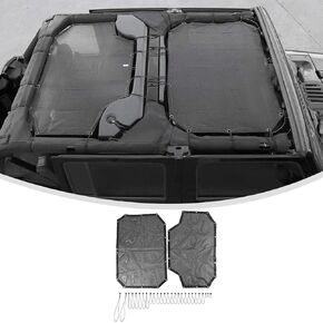 Linskip Overhead Protection Sun Shade Compatible with 2018-2024 Jeep Wrangler JL & 2020-2024 Jeep Gladiator JT 4 Door, Freedom Screen Sunshade Bikini Top for Wrangler Accessories(Black & White)
