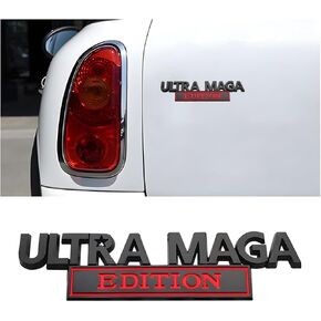 BELOMI Ultra MAGA Edition Car Emblems, 3D Letter Metal Vehicle Badge Embossed Stickers, Strong Adhesive Exterior Auto Body Decorative Decal Accessories, Universal for SUV, Truck, Sedan（Silver/Black）