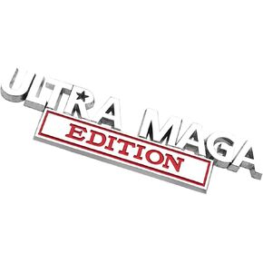 شعارات سيارة BELOMI Ultra MAGA Edition، ملصقات منقوشة بشارة معدنية ثلاثية الأبعاد، لاصق قوي خارجي لجسم السيارة، ملحقات زينة لسيارات الدفع الرباعي والشاحنات وسيدان (فضي/أسود) in Kuwait