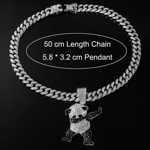 Cuban Pendant Necklace, Miami Ice Out Chain Necklace, Animal Pendant Hip-Hop Jewelry for Men Women, 20inch in Saudi Arabia