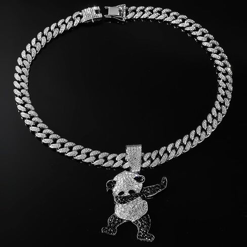Cuban Pendant Necklace, Miami Ice Out Chain Necklace, Animal Pendant Hip-Hop Jewelry for Men Women, 20inch in Saudi Arabia