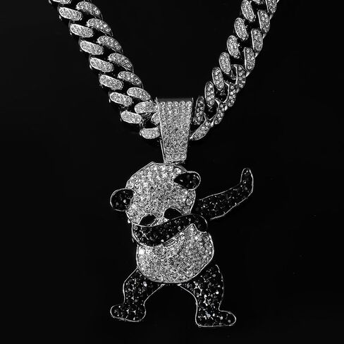Cuban Pendant Necklace, Miami Ice Out Chain Necklace, Animal Pendant Hip-Hop Jewelry for Men Women, 20inch in Saudi Arabia