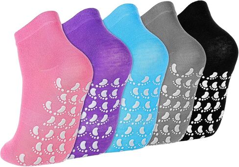 5 Pairs Yoga Socks with Grips for Women, Non Slip Socks for Women, Pilates Socks with Grips, Non Slip Pilates Grip Socks, Yoga Pilates Anti Skid Socks, Non Slip Barre Hospital Socks in Saudi Arabia
