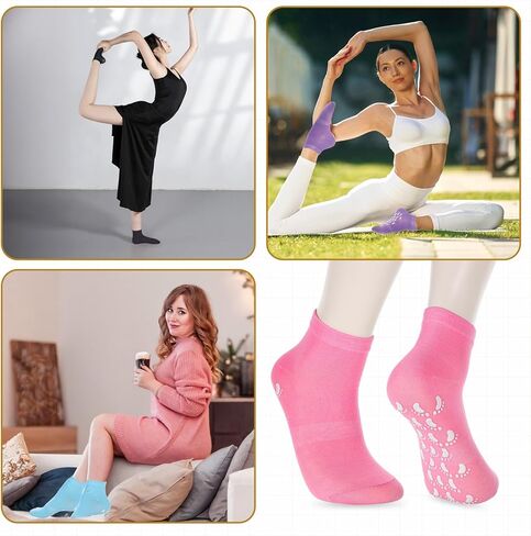 5 Pairs Yoga Socks with Grips for Women, Non Slip Socks for Women, Pilates Socks with Grips, Non Slip Pilates Grip Socks, Yoga Pilates Anti Skid Socks, Non Slip Barre Hospital Socks in Saudi Arabia