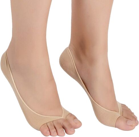 Women's Low Cut Peep Toe Liner Socks No Show Toeless Socks with Nonslip Heel Grip,3pp in Saudi Arabia