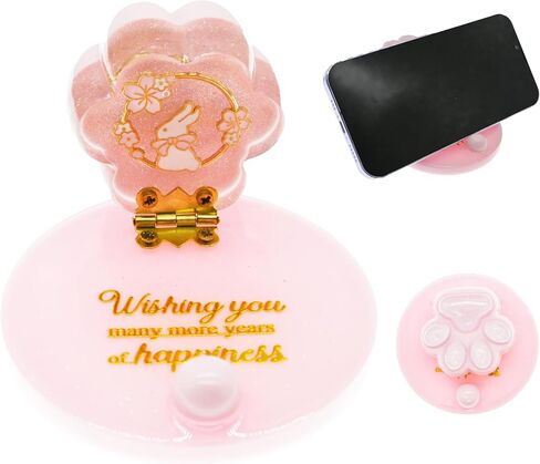 Phone Stand for Desk,Cute Phone Stand with Foldable Luminous Panda Element with Cat's Paw Cover - Dream Comes True Base,Blessing Gifts Cell Phone Stand for All Smartphones in Saudi Arabia