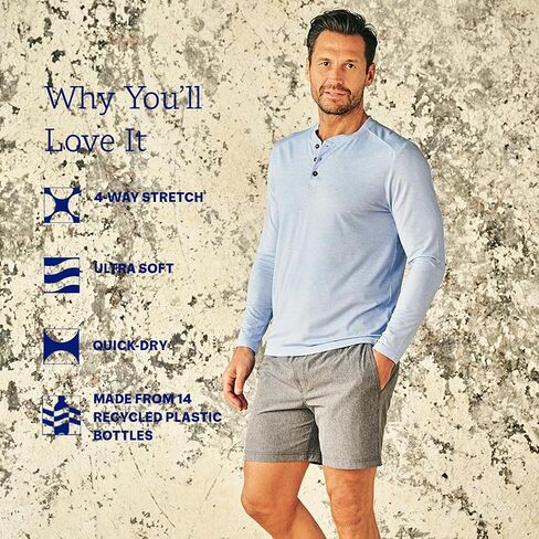 Fair Harbor The Seabreeze Henley –– Men's Classic Long Sleeve Henley –– Incredibly Soft and Lightweight, UPF 50 in Kuwait