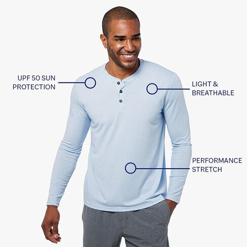 Fair Harbor The Seabreeze Henley –– Men's Classic Long Sleeve Henley –– Incredibly Soft and Lightweight, UPF 50 in Kuwait