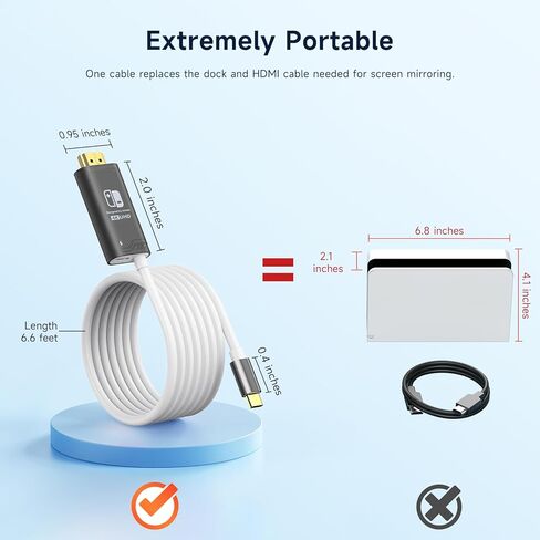 USB C to HDMI Cable Compatible with Nintendo Switch NS/OLED/Steam Deck/ROG Ally, Portable TV Connector Dock for Screen Mirroring, 4K@60Hz, 2m/6.6FT, Blue in Saudi Arabia