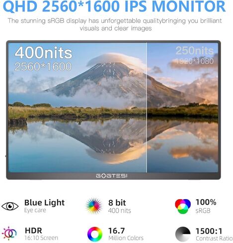 FMC Portable Monitor, 15.6" 1080P Gaming Monitor, Ultra-Slim HDR IPS Computer Display, USB-C HDMI Screen Extender with Smart Cover for Laptop PC Phone Mac Xbox PS4/5 Switch in Kuwait