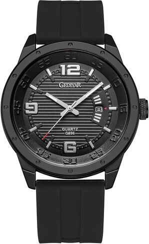 Fashion Analog Watch for Men, Waterproof Quartz Watch with Silicone Band, Unique Design Mens Military Army Sports Calendar Date Big Large Face Wrist Watch in Saudi Arabia