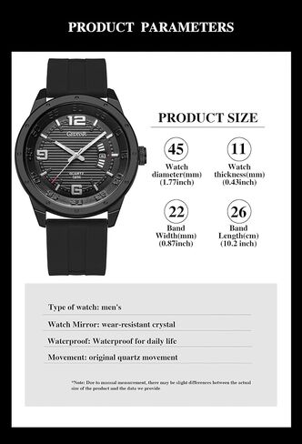 Fashion Analog Watch for Men, Waterproof Quartz Watch with Silicone Band, Unique Design Mens Military Army Sports Calendar Date Big Large Face Wrist Watch in Saudi Arabia