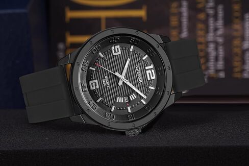 Fashion Analog Watch for Men, Waterproof Quartz Watch with Silicone Band, Unique Design Mens Military Army Sports Calendar Date Big Large Face Wrist Watch in Saudi Arabia