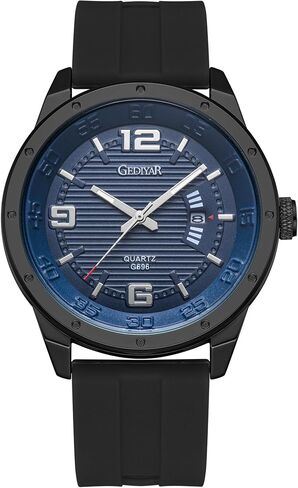 Fashion Analog Watch for Men, Waterproof Quartz Watch with Silicone Band, Unique Design Mens Military Army Sports Calendar Date Big Large Face Wrist Watch in Saudi Arabia