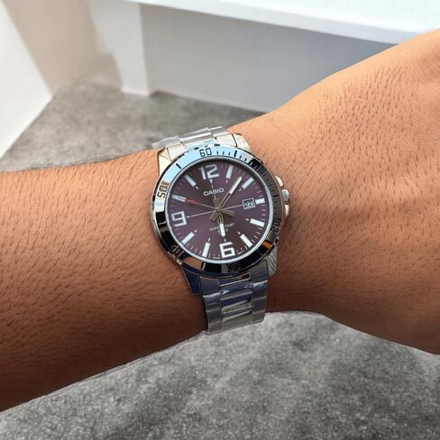 Casio Gents Watch Purple Dial Silver Band, Purple in Saudi Arabia