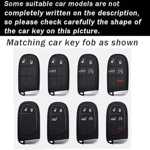 ontto Car Key Fob Cover Fit for Jeep Grand Cherokee Key Remote Metal Frame and Leather Key Shell Full Protector Fit for Dodge Challenger Charger Dart Durango Journey Car Accessories Black in Saudi Arabia