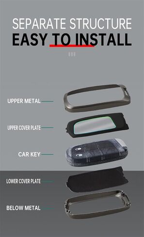 ontto Car Key Fob Cover Fit for Jeep Grand Cherokee Key Remote Metal Frame and Leather Key Shell Full Protector Fit for Dodge Challenger Charger Dart Durango Journey Car Accessories Black in Saudi Arabia