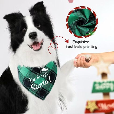 Naughty and Nice List Plaid Dog Bandanas for Christmas Holiday 2-Pack Funny Designs Xmas Gift Scarf for Medium and Large Pets,Medium in Saudi Arabia