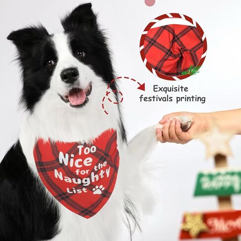 Naughty and Nice List Plaid Dog Bandanas for Christmas Holiday 2-Pack Funny Designs Xmas Gift Scarf for Medium and Large Pets,Medium in Saudi Arabia