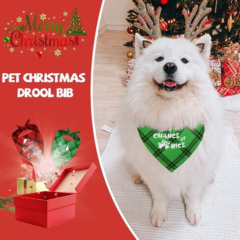 Naughty and Nice List Plaid Dog Bandanas for Christmas Holiday 2-Pack Funny Designs Xmas Gift Scarf for Medium and Large Pets,Medium in Saudi Arabia