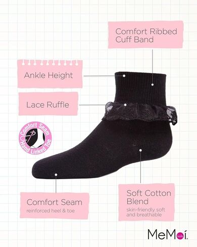 MeMoi Classic Lace Girls Ruffle Anklet Socks in Saudi Arabia